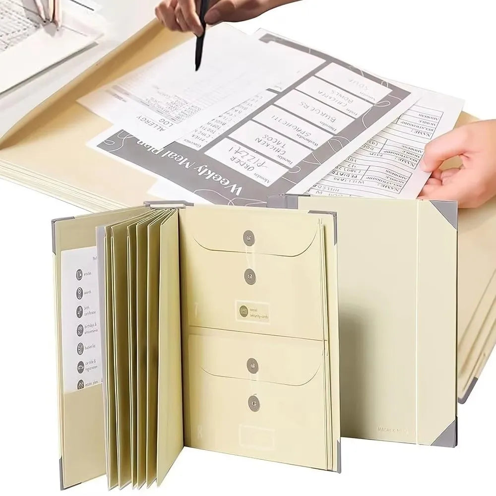 Large Capacity Multi-Pocket Document Organizer Binder | File Folder Document Organizer Binder HIP