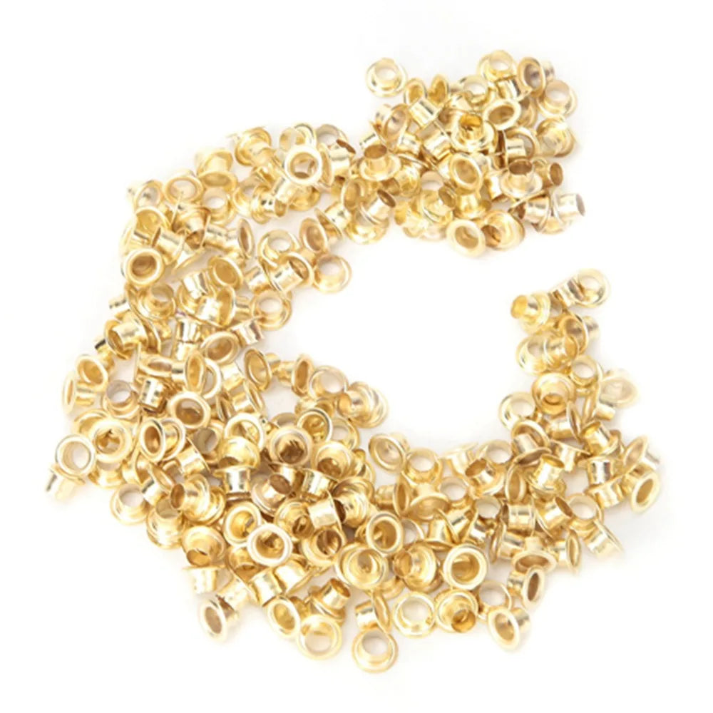250-Piece Gold Metal Eyelets 4.5mm with Storage Box Metal Binding Eyelets HIP