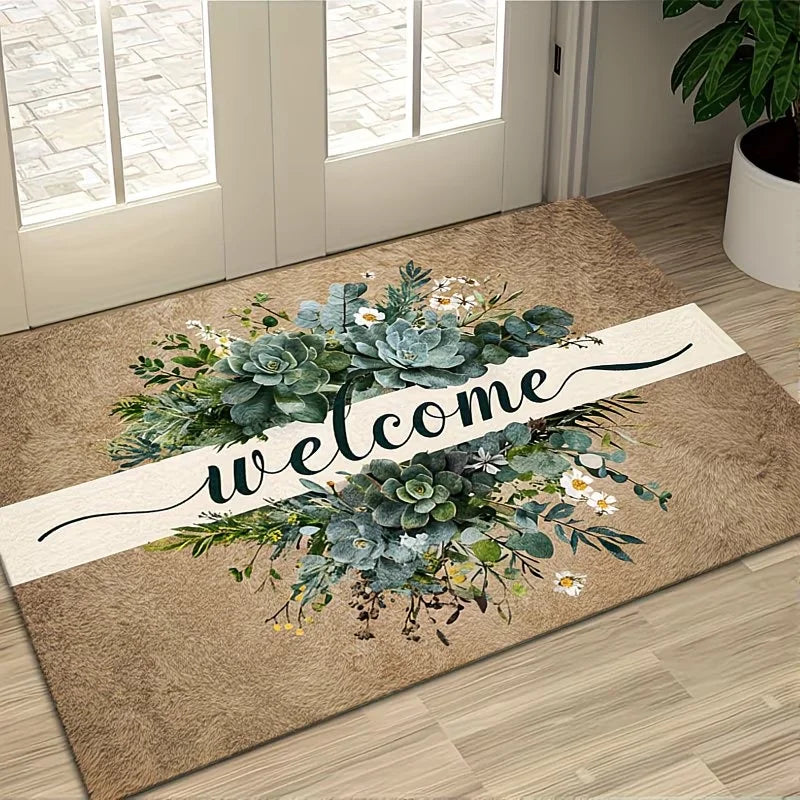 Welcome Doormat – Botanical Succulent Design | Indoor & Outdoor Welcome Doormat HIP 1 50x80cm-Felt