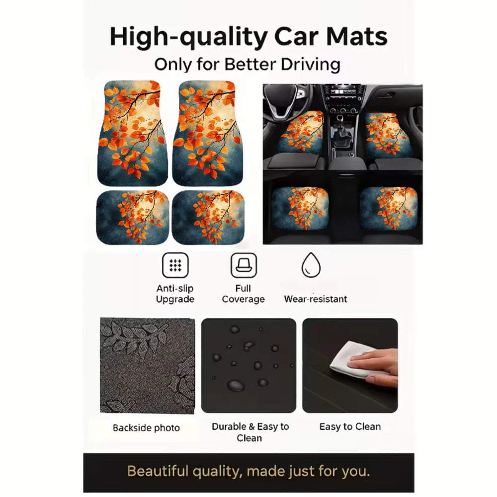 4-Piece Halloween Print Car Floor Mats – Universal SUV Fit Car Floor Mats HIP