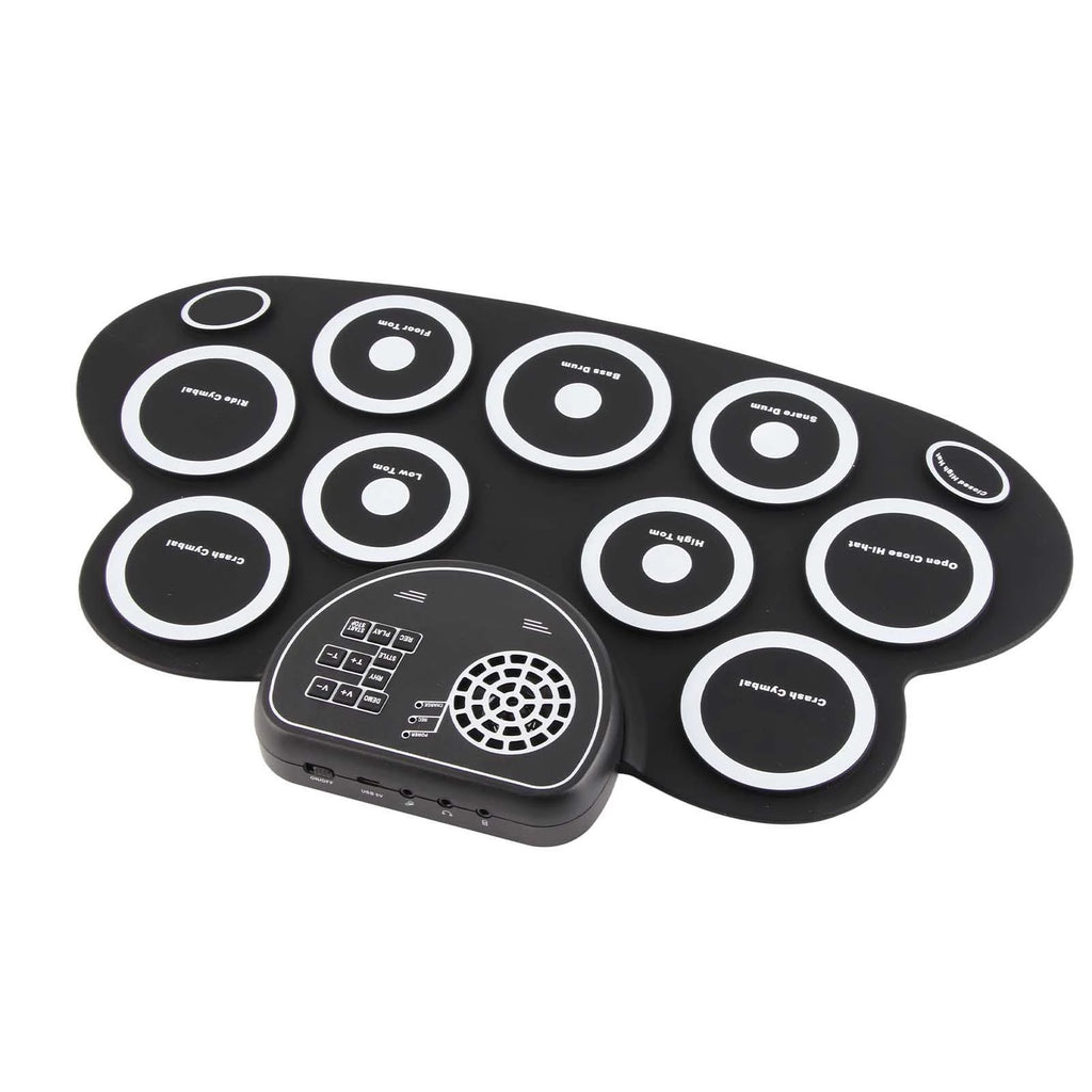 Drum Pads with Speakers Roll Up Drum Set Electronic Drum Set USB Rechargeable Speaker Kids Roll Up Drum Practice Pad White HIP