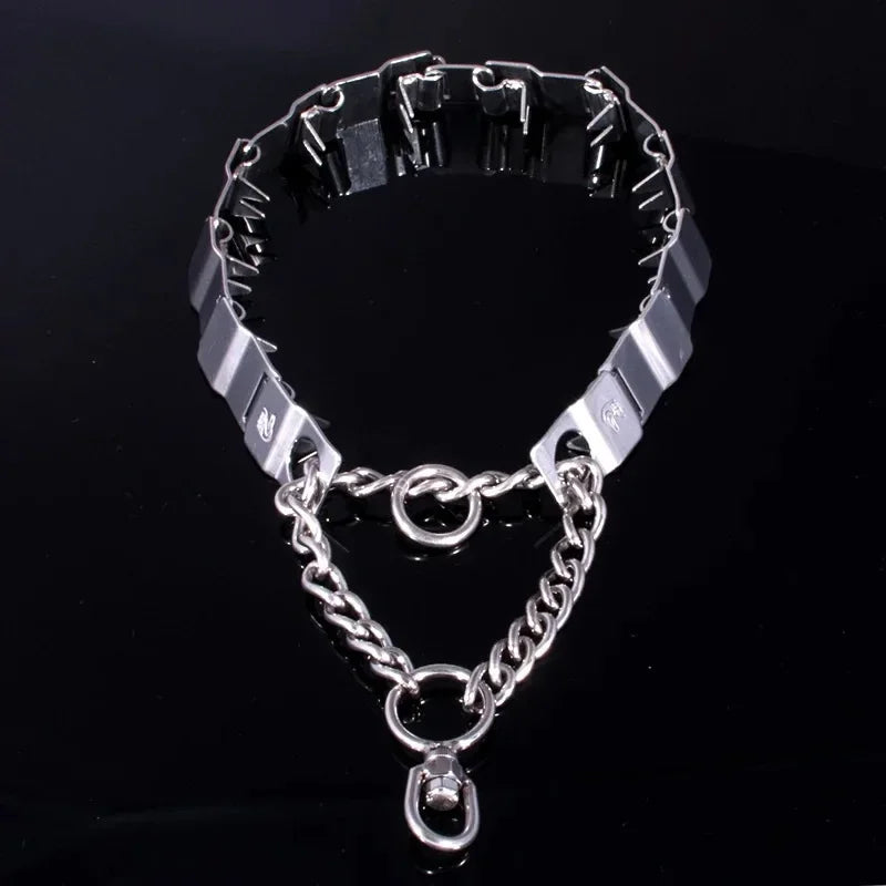 Stainless Steel Dog Training Chain Collar – Large Breeds Dog Training Collar HIP black 54-64CM 16 pitches