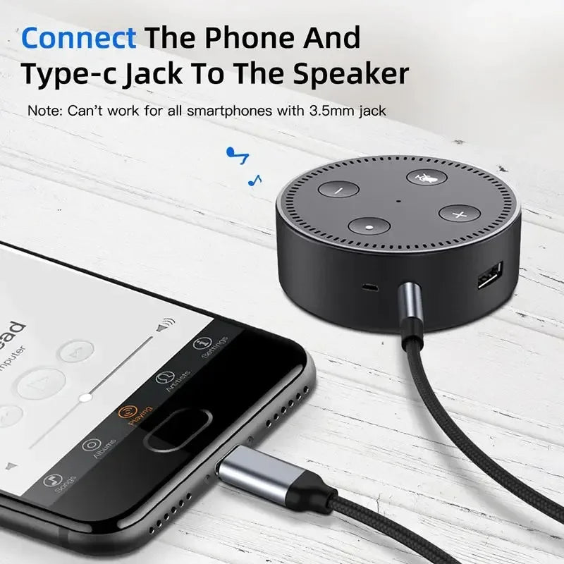 USB-C to 3.5mm AUX Audio Cable – Car & Headphone Adapter Audio Adapter Cable HIP