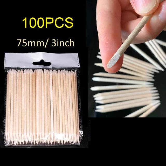 50/100Pcs Wood Cuticle Pusher Sticks Boxwood Sticks for Manicure Professional Cuticle Pedicure Remover Nail Art Deco Clean Tool HIP 100pcs