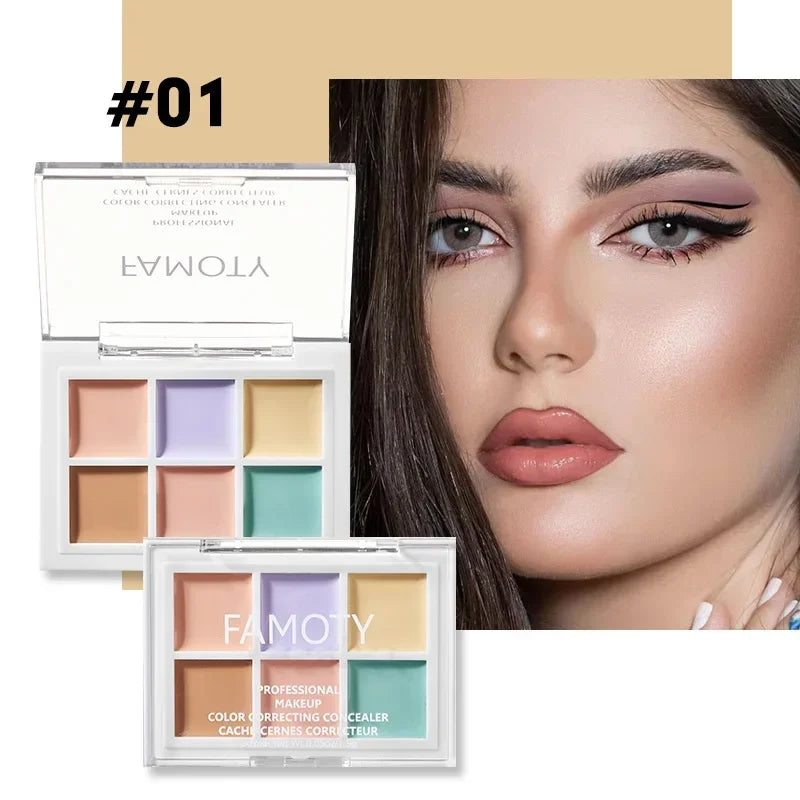 6/9 Colors Concealer Palette Lasting Moisturize Concealer Cream Bronzer Contouring Brightening Highlighter Face Color Corrector HIP FAMOTY-6 color-01
