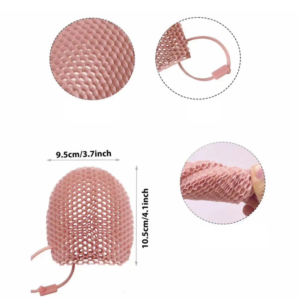 Elastic TPU Exfoliating Shower Glove Quick Dry Body Scrubber Sponge Bathroom Body Cleaning Supplies Honeycomb Weave Shower Glove HIP Pink Fingerstall