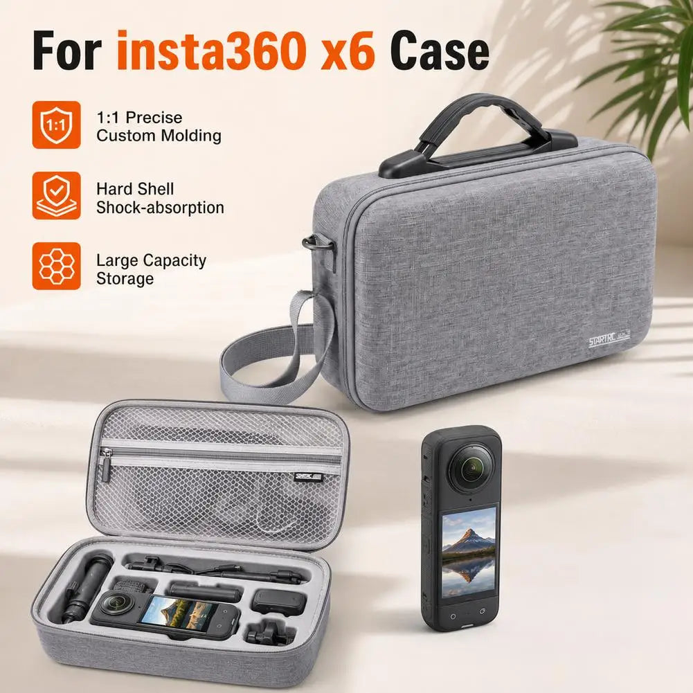 For Insta360 X6 Hard-Shell Storage Case Portable Shock-Absorbing Shoulder Bag for Insta360 X6 Accessory Travel Carrying Case HIP