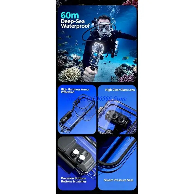 Waterproof Diving Case for Insta360 – 60m Clear Housing Waterproof Camera Housing HIP