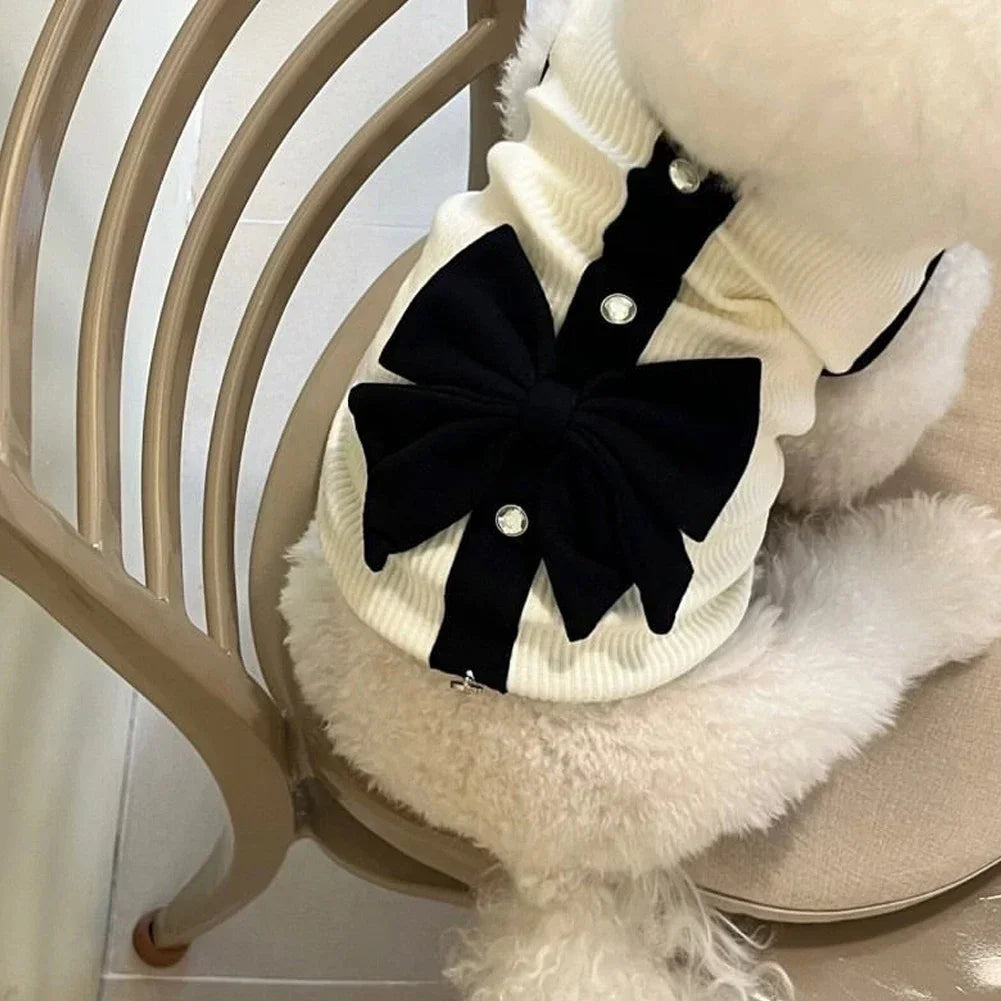 Dog Dress for Small Dogs Luxury Summer Puppy Clothes Bow Lace Dog Skirt Black White Dog T Shirt Girls Dog Costume Chihuahua Vest HIP