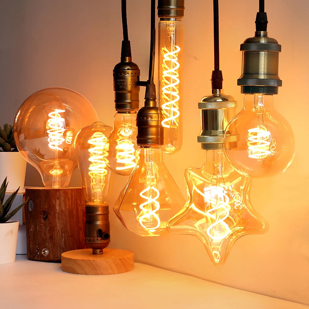 YNL E27 LED Filament Bulb 4W Vintage Edison Spiral Lamp 220V LED Filament Bulb HIP