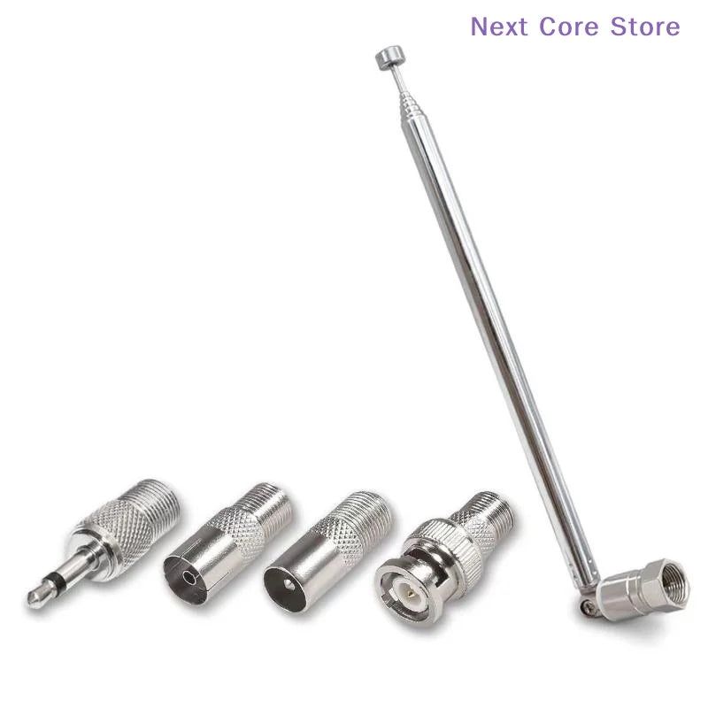 FM Telescopic Rod Antenna 4/5Pcs – 3.5mm & F-Type Adapters FM Radio Antenna HIP