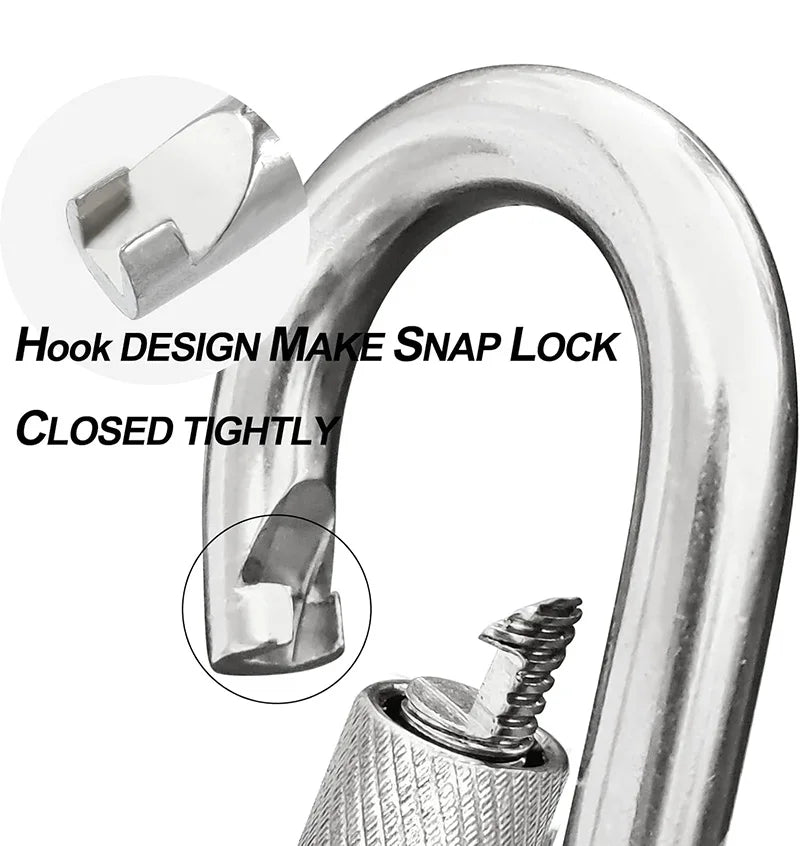 304 Stainless Steel Locking Carabiner – Heavy Duty Clip Locking Carabiner Clip HIP