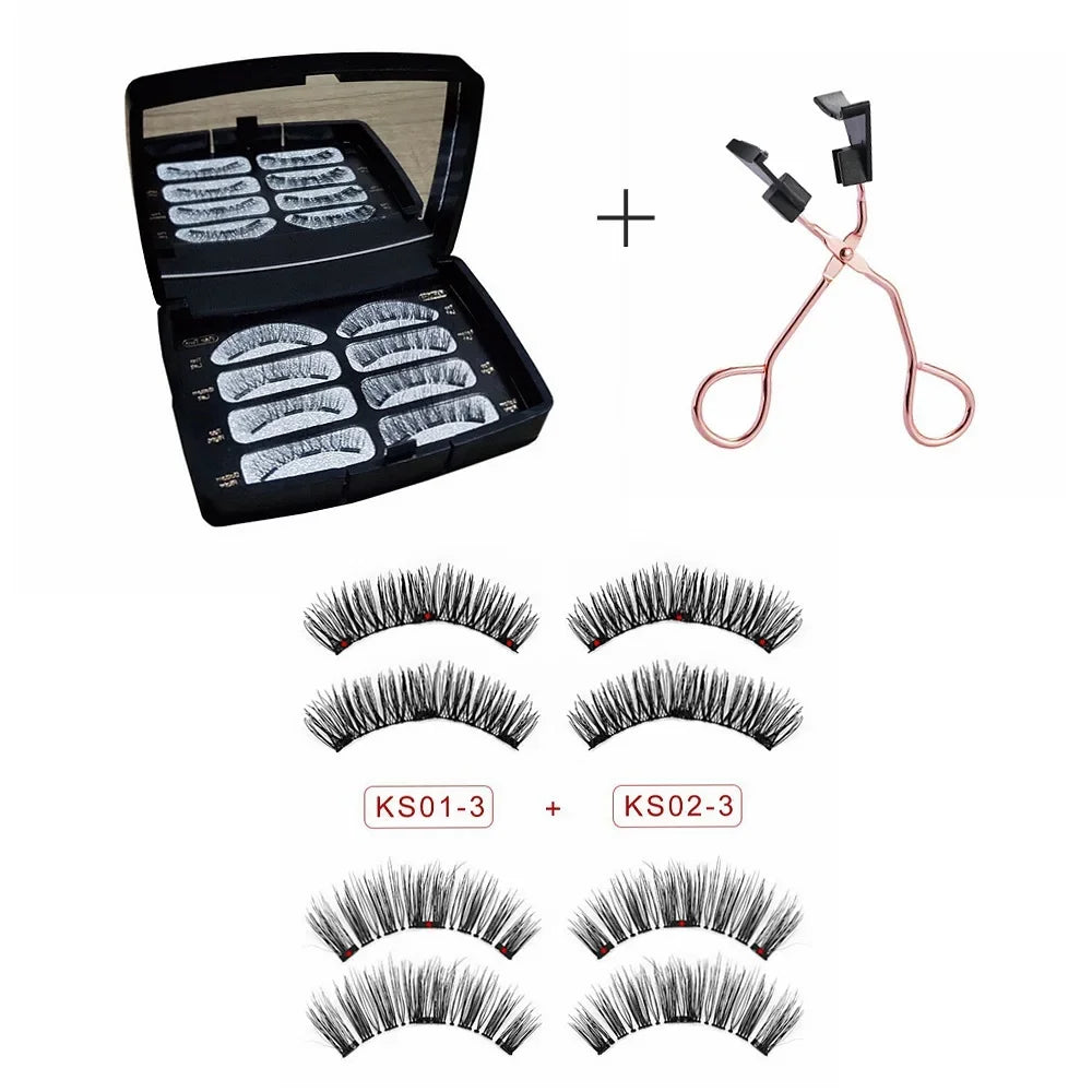 3D 3 Magnetic Eyelashes Natural Soft Reusable Easy To Wear Eyelash Extension Beauty Makeup Tool Fake Mink False Eyelashes HIP sk01sk02