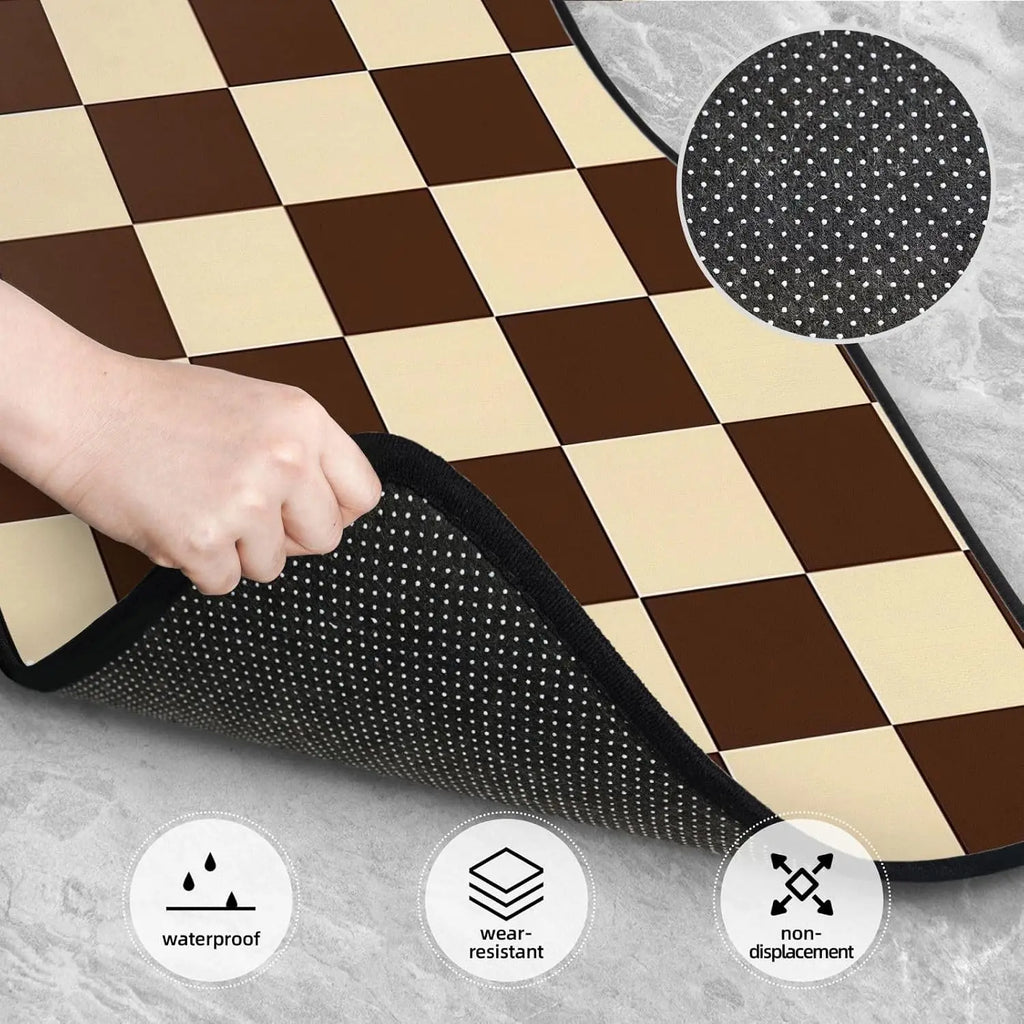 Brown Checkered Car Floor Mats Set of 4 – All Weather Anti-Slip Car Floor Mats HIP