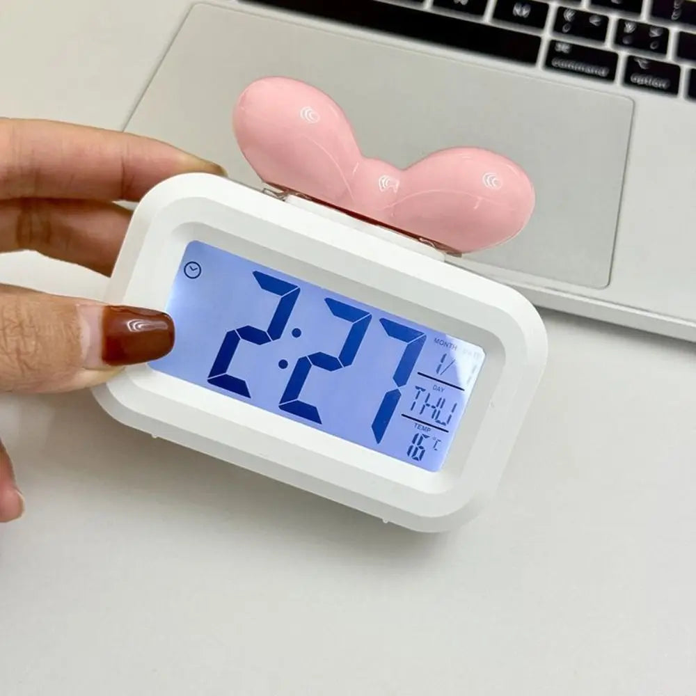 Bowknot LED Digital Alarm Clock with Night Light & Temperature LED Alarm Clock HIP