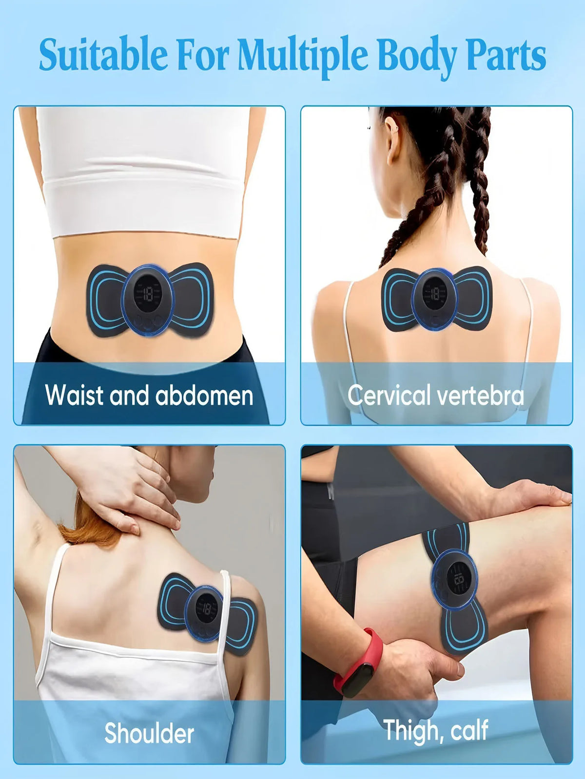 LCD EMS Neck & Back Massager – 8-Mode Pulse Stimulator EMS Neck Massager HIP