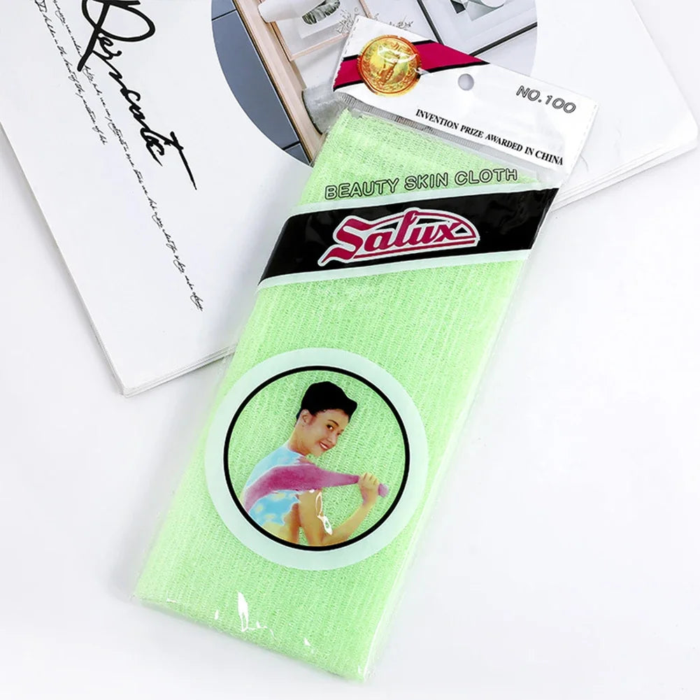 Long Strip Nylon Bath Towel Back Rubbing Strip Bathing Foaming Exfoliating Scrub Towel for Removing Dead Skin HIP Green