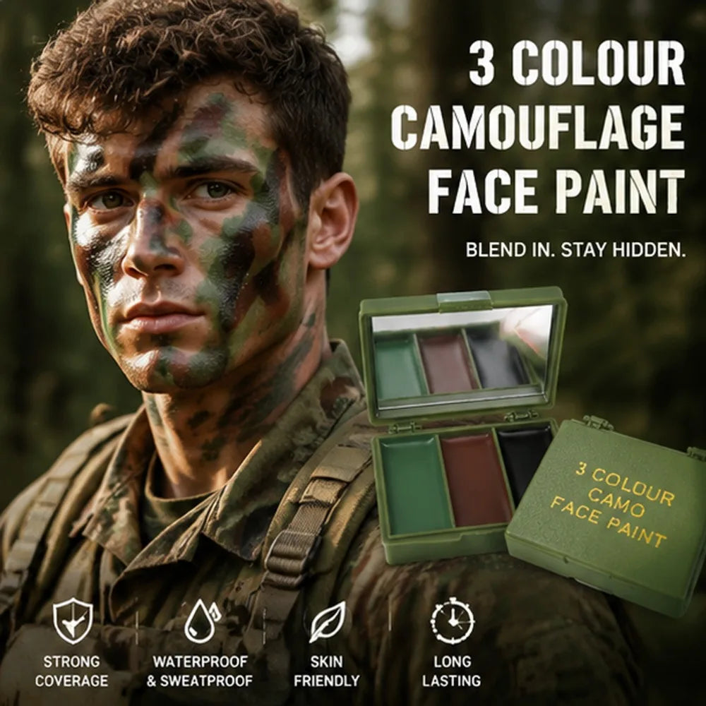 Three-Color Camouflage Face Painting Kit - Tactical Outdoor Cs Field Equipment Realistic Camouflage Makeup Oil Disguise Blending HIP
