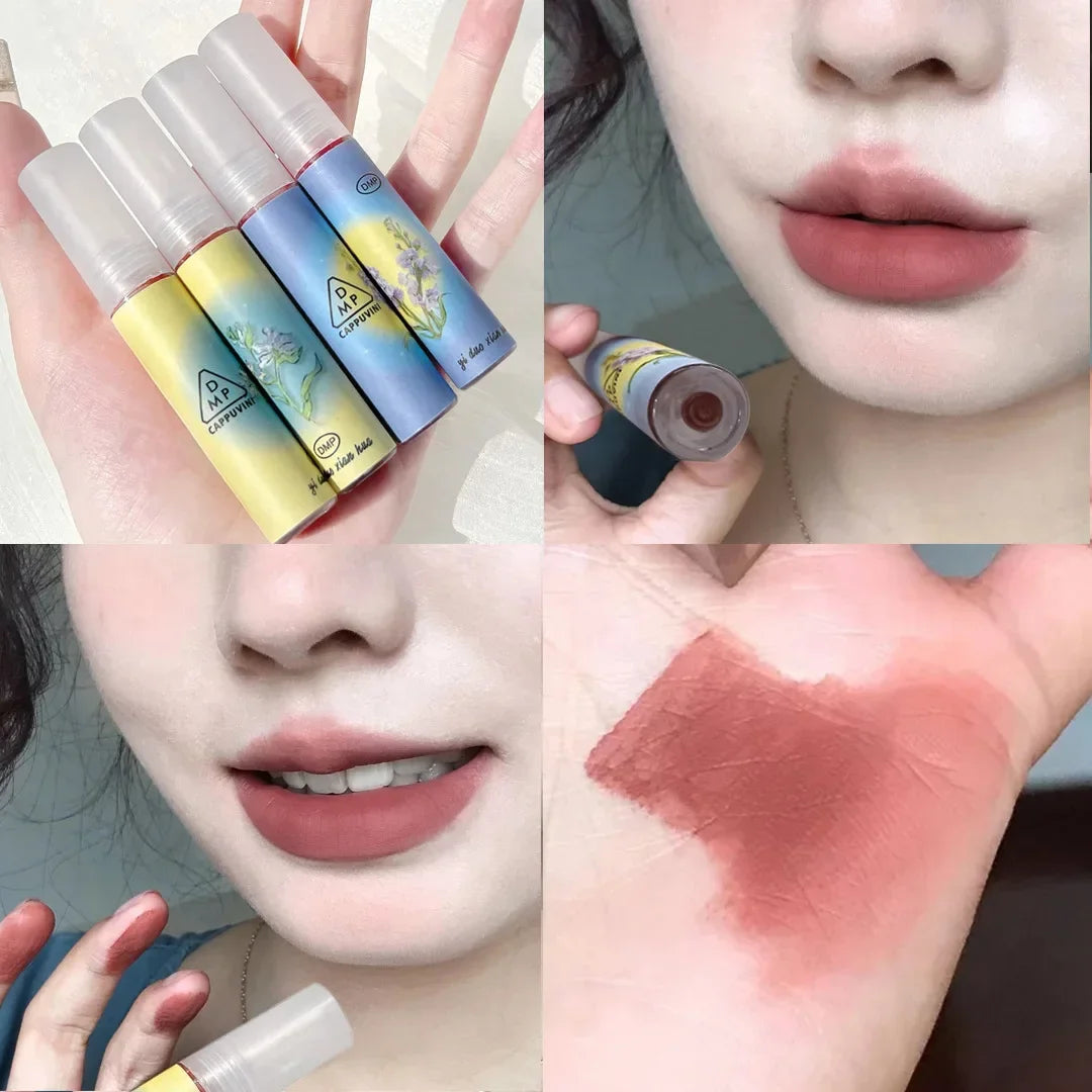 Rose Pink Matte Lip Glaze Velvet Liquid Lipstick Pigment Lasting Water Proof Lip Gloss Cosmetics Sexy Red Lip Tint Makeup Korean HIP 954