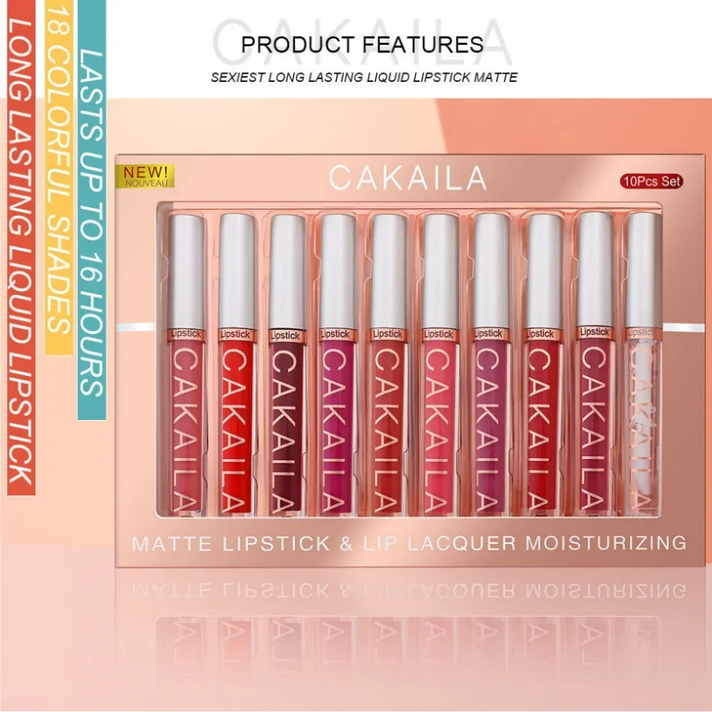 CAKAILA 10-Pc Nude Matte Liquid Lipstick & Lip Gloss Set Lip Gloss Set HIP