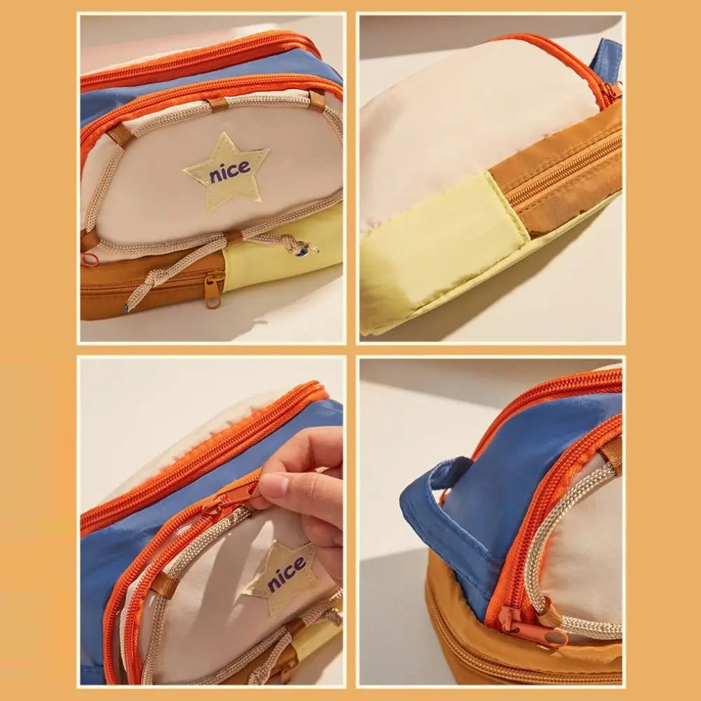 Canvas Tent Pencil Case – 3-Grid Large Capacity Pen Bag Pencil Case HIP