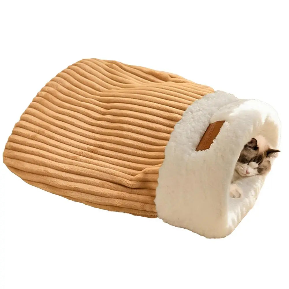 Cat Sleeping Bag Soft Cuddly Fluffy Feel Thickened Pet Pocket Type Quilt Bed Kitten Puppy Soft Comfortable Warm Nest Pet HIP S D