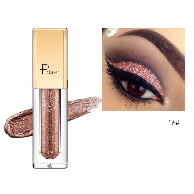 New Make Up Liquid Eyeshadow Waterproof Glitter Pigments Purple Gold Metalic Women Beauty Gel Eye Shadow Cream 18 Colors Makeup HIP 16