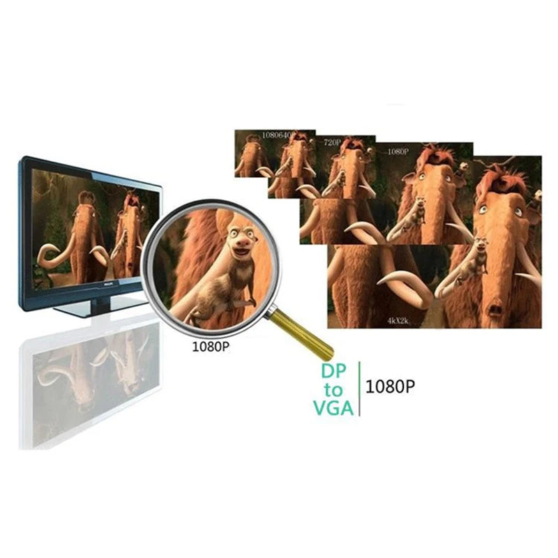 DisplayPort to VGA Adapter 1080P HD – Plug & Play Converter Display Port Adapter HIP