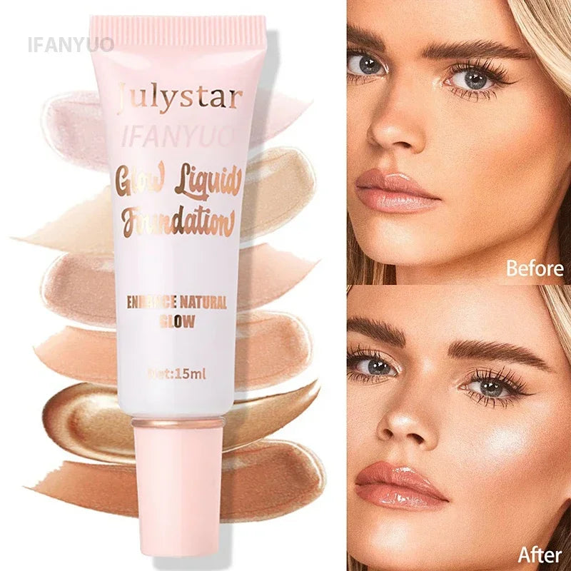 Liquid Pearlescent Foundation High Coverage Concealer 3D Contour Shadow Waterproof Lasting Brighten Shiny Face Body Highlighter HIP