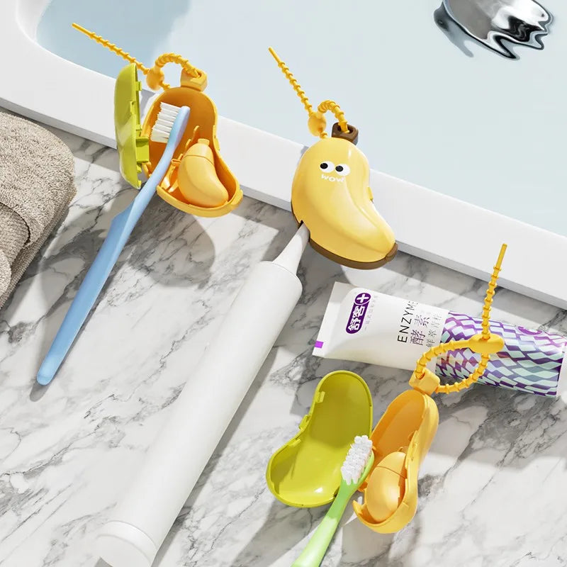 Banana Toothbrush Cap & Toothpaste Box – Travel Essential Toothbrush Travel Case HIP
