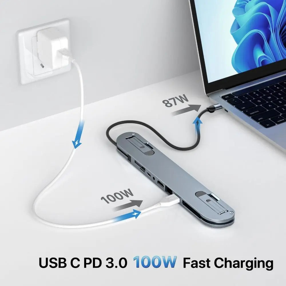 7-in-1 USB-C Laptop Docking Station Stand – 4K & Gigabit USB-C Docking Station HIP