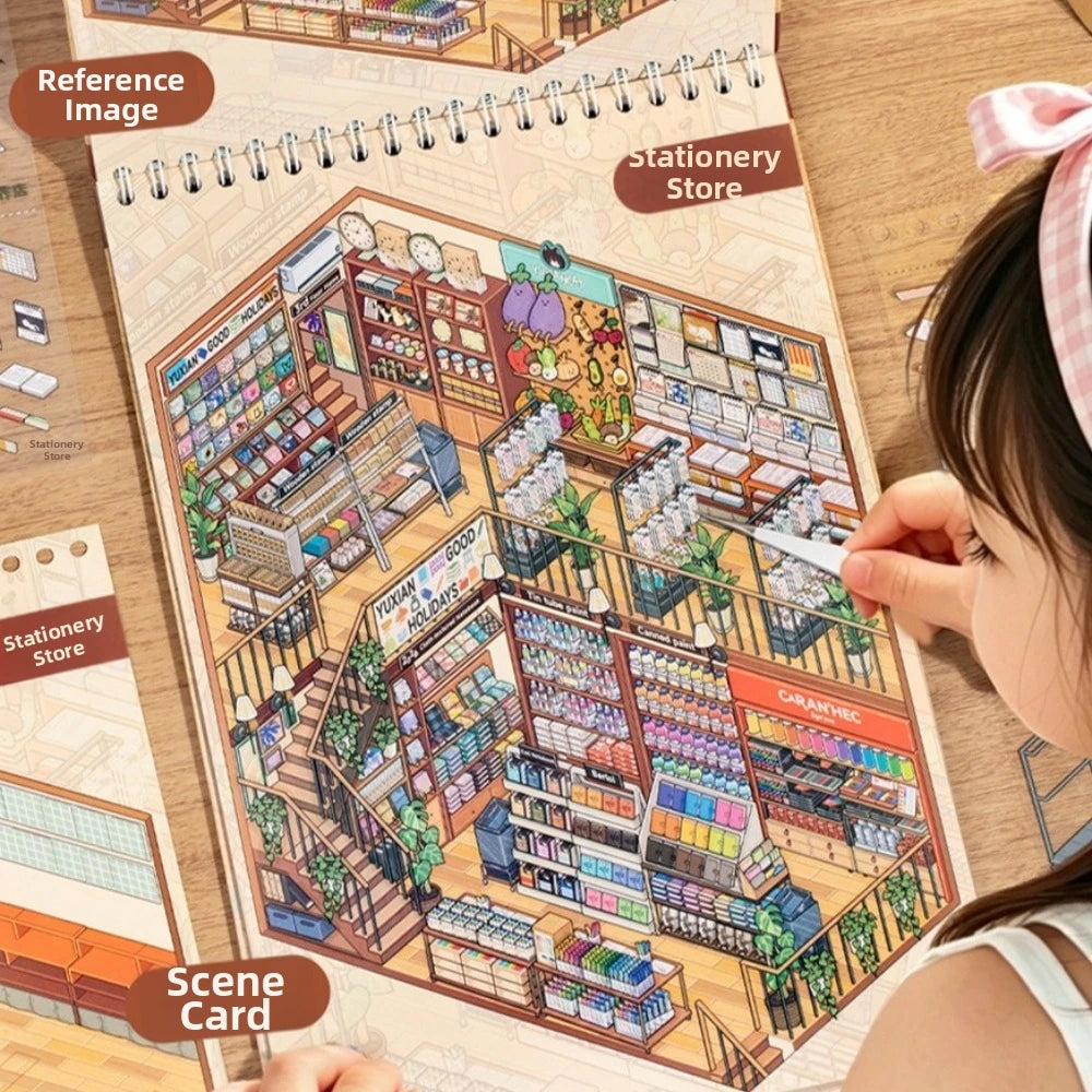 3D Scene Sticker Book – 8 Scenes 24 Sheets DIY Craft DIY Craft Sticker Book HIP