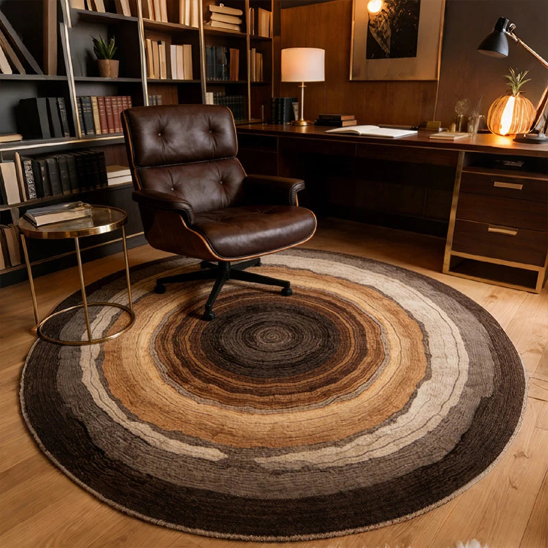 Soft Faux Cashmere Round Rug – Wabi-Sabi Geometric Floor Mat Decorative Area Rug HIP