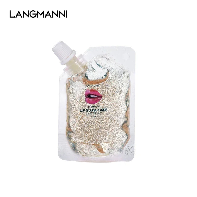 DIY Clear Lip Gloss Base Oil Non-Stick Moisturizing Lipstick Material Gel Lip Gloss Base Handmade Liquid Lipstick Makeup HIP Gold Glitter 20ml