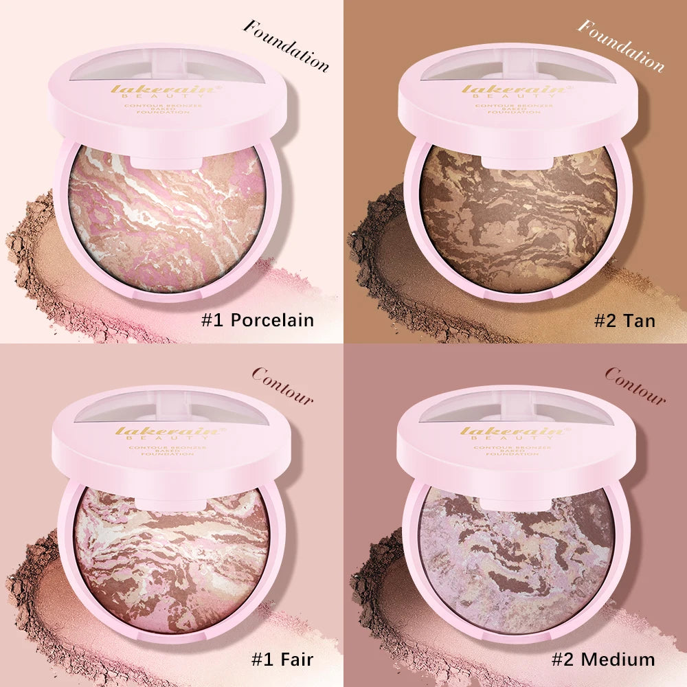 Baked Powder Foundation Oil Control Setting Makeup Pressed Powder Cake Bronzer Glow Face Contouring Shimmer Contour HIP