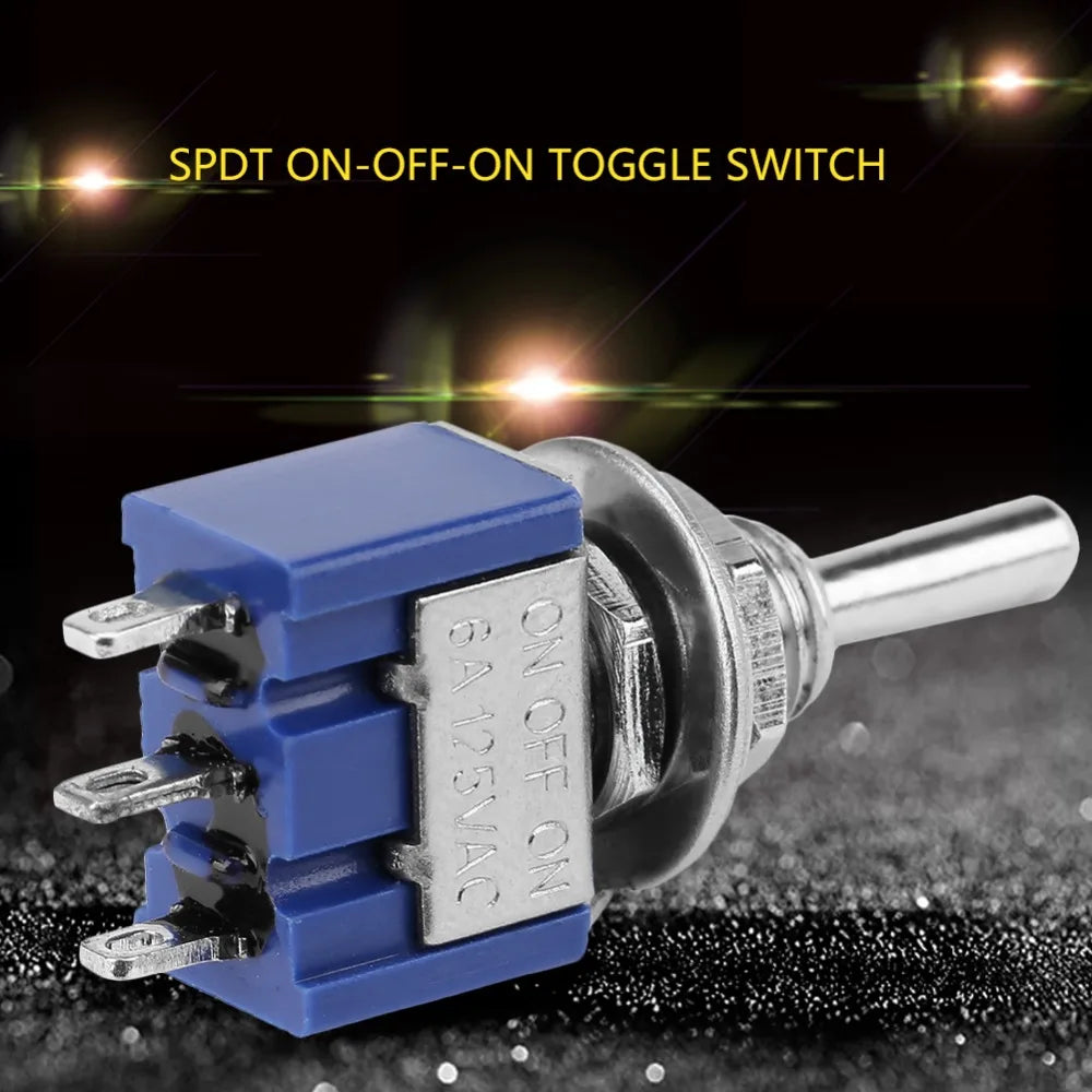 10-Pack SPDT Mini Toggle Switch 3-Pin ON/OFF/ON 6A 125VAC Mini Toggle Switch HIP