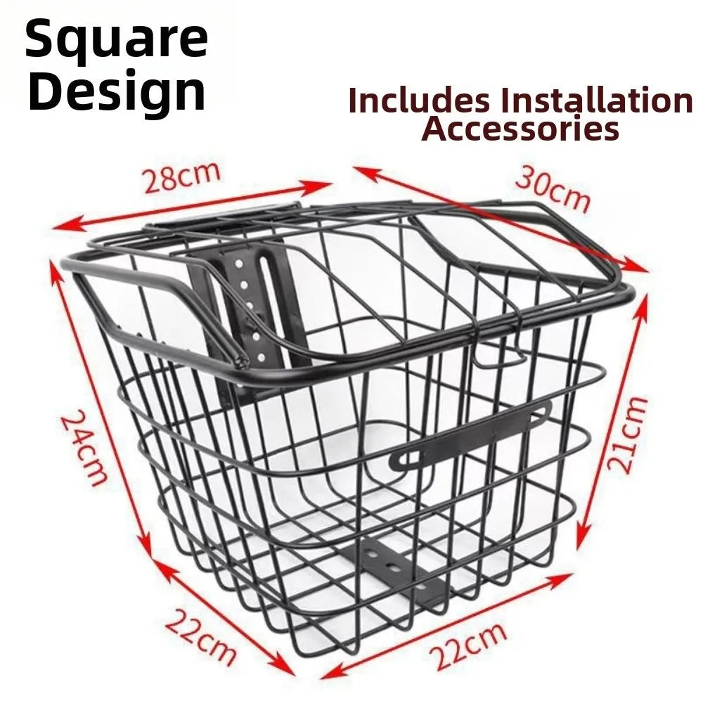 Iron Front Bicycle Basket with Lid – Easy Install & Large Capacity Bicycle Front Basket HIP