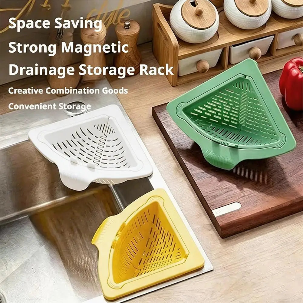 Kitchen Triangular Sink Drain Basket Food Waste Strainer Filter Hanging Corner Vegetable Fruit Colander Sponge Holder Organizer HIP