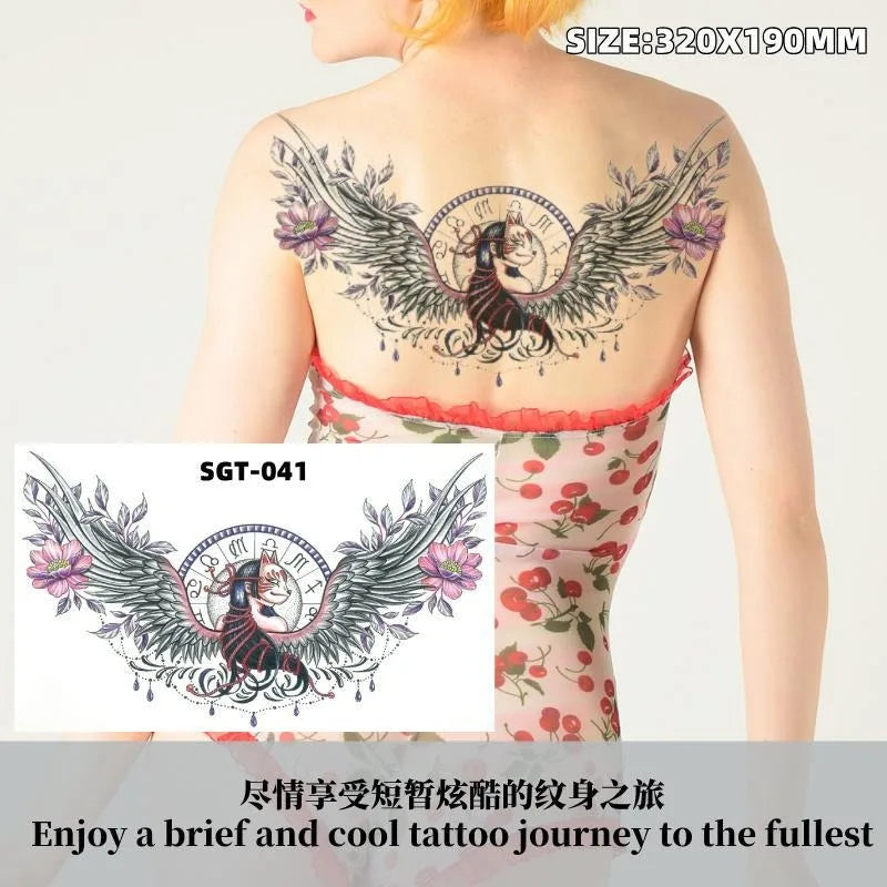 Large Waterproof Temporary Tattoo Sticker – Floral Butterfly Gem