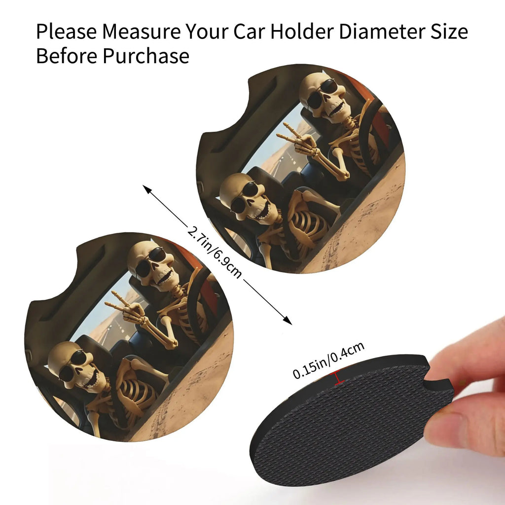2-Pack Skeleton Road Trip Car Cup Holder Coasters Car Cup Holder Coasters HIP