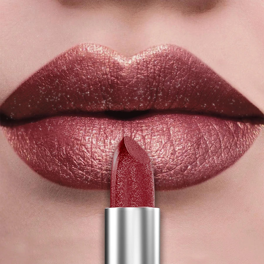 KAFURUX 21-Color Glitter Metallic Lipstick – Pearlescent Lip Tint Glitter Metallic Lipstick HIP