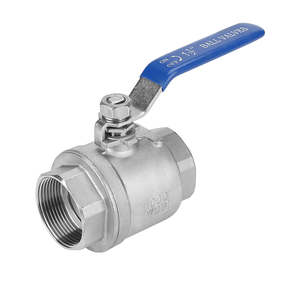 304 Stainless Steel Two Piece Full Port Female Thread Ball Valve 1‑1/2" DN40 1000 WOG HIP Default Title
