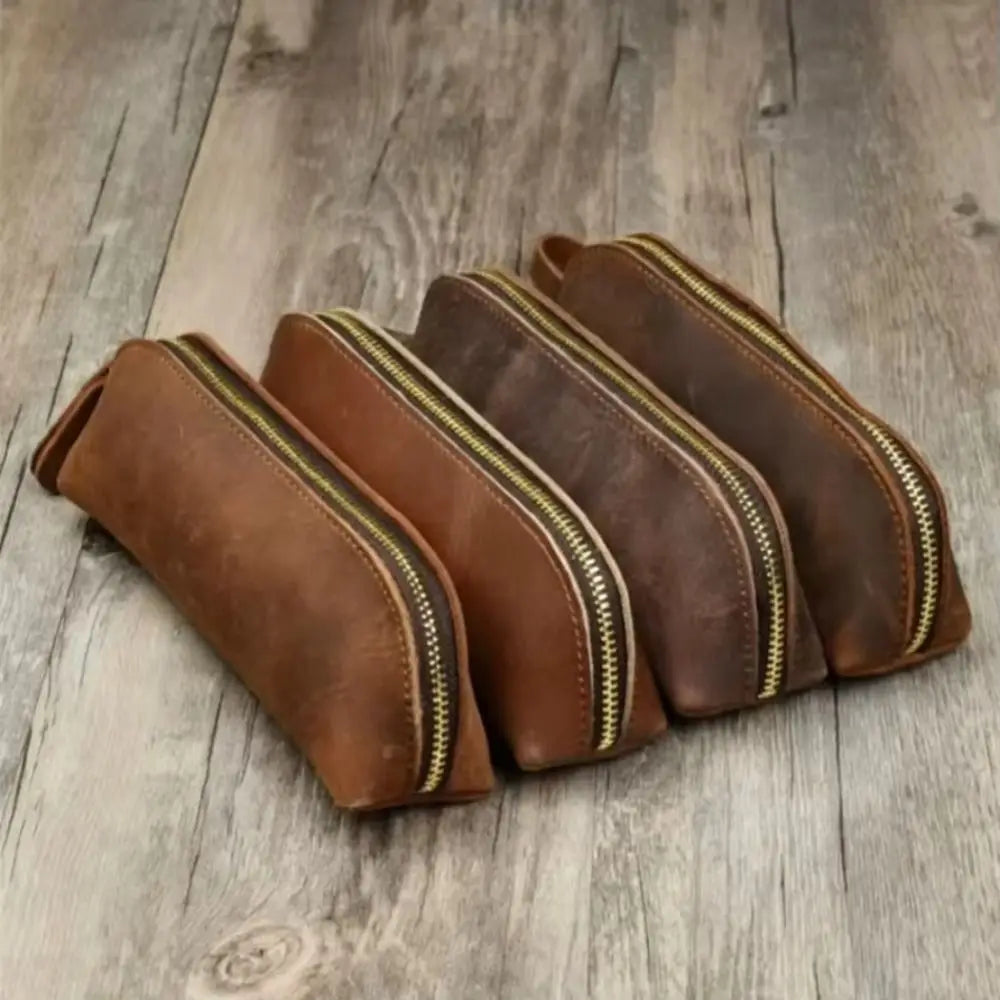 Large Leather Pencil Pouch – Zipper Stationery Bag for School Pencil Pouch HIP