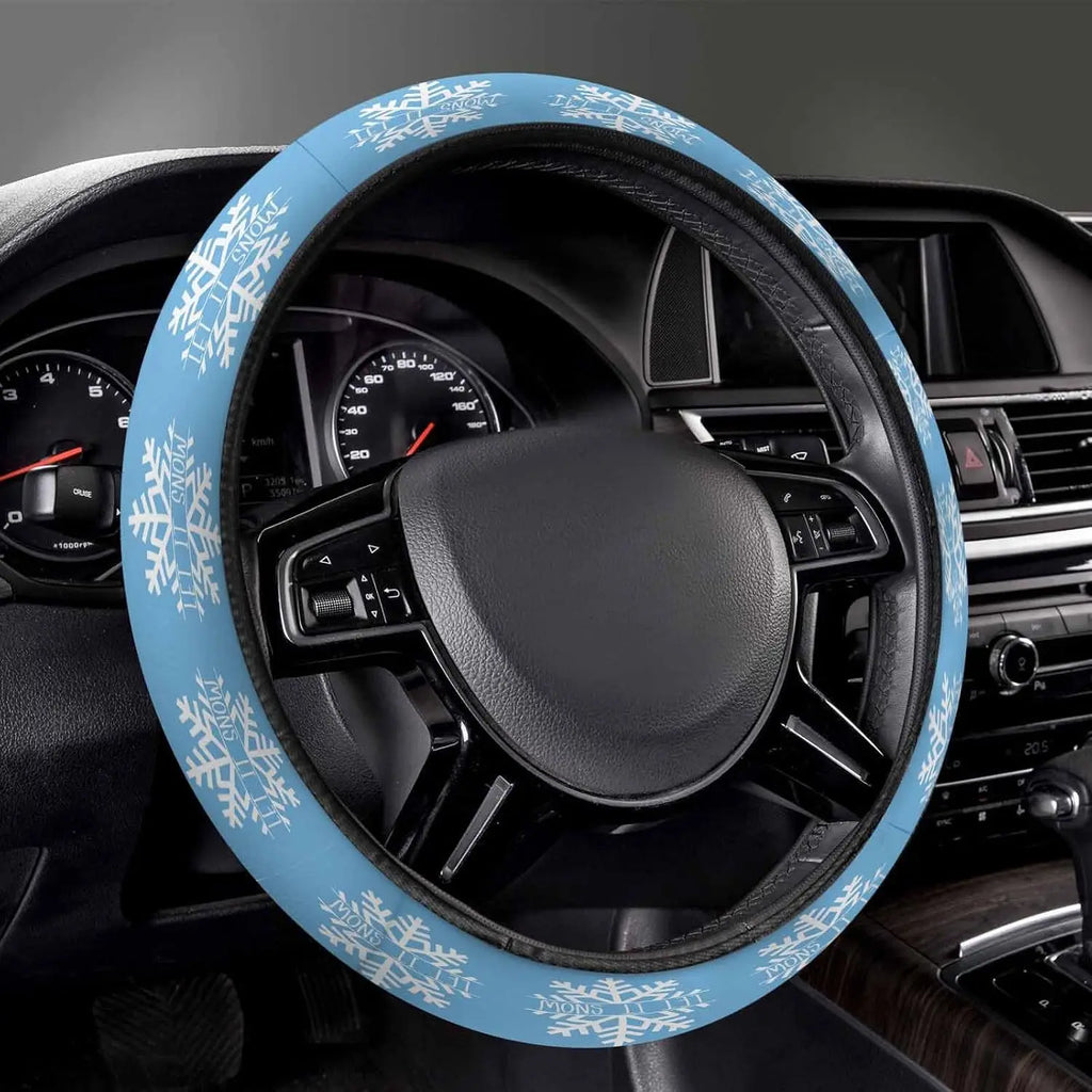 Christmas Snowflake Steering Wheel Cover – Blue Winter Design Steering Wheel Cover HIP black