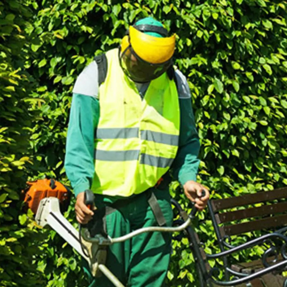 Garden Grass Trimmer Safety Helmet Hat with Full Face Mesh Protective Mask for Logging Brush Cutter Forestry Protection Tool HIP