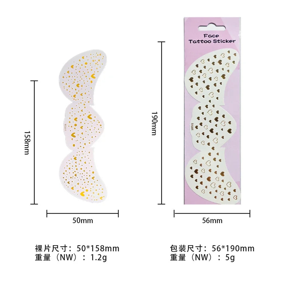 3Pc Metallic Freckles Makeup Patches Waterproof Temporary Tattoo Stickers for Christmas Face Makeup Stars Snowflake Fake Freckle HIP