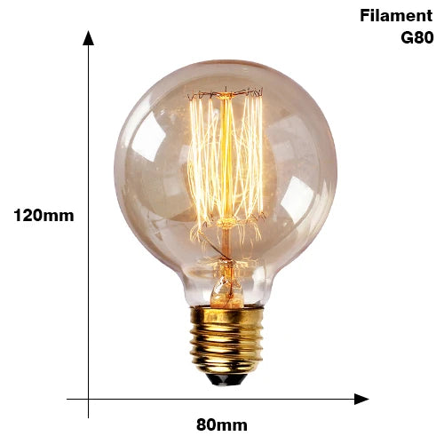 Retro Edison E27 40W Filament Bulb – ST64 G80 G95 G125 Vintage Filament Bulb HIP G80 filament 220V E27 40W