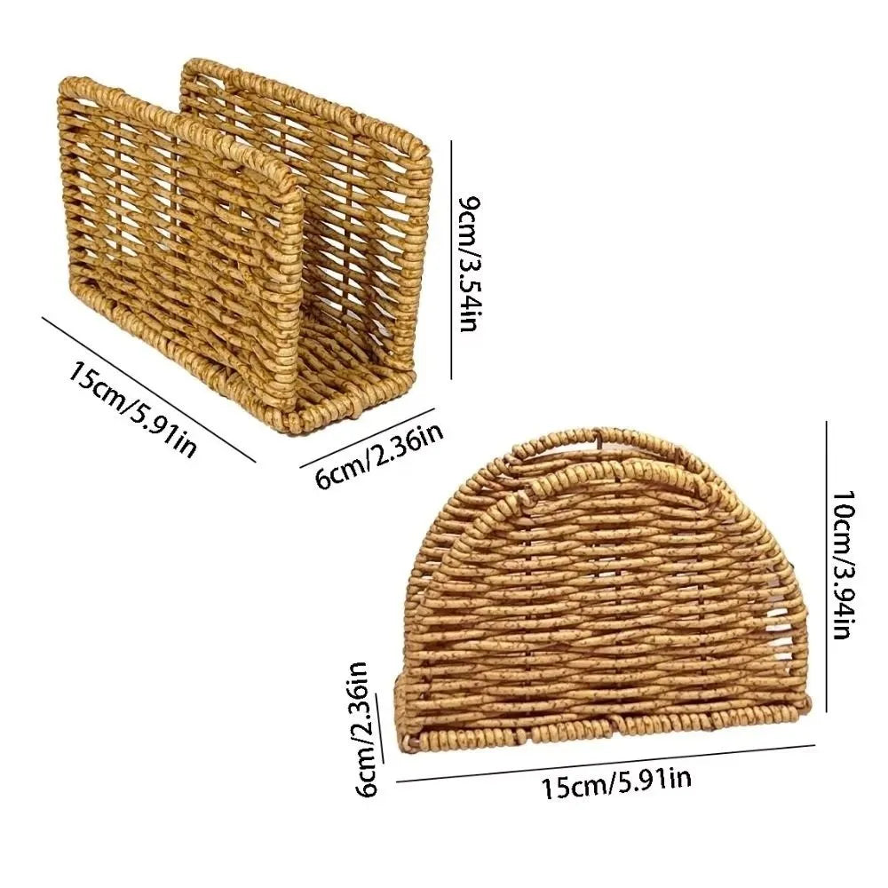 Rustic Rattan Napkin Holder – Desktop Tissue Dispenser Stand Napkin Holder Stand HIP