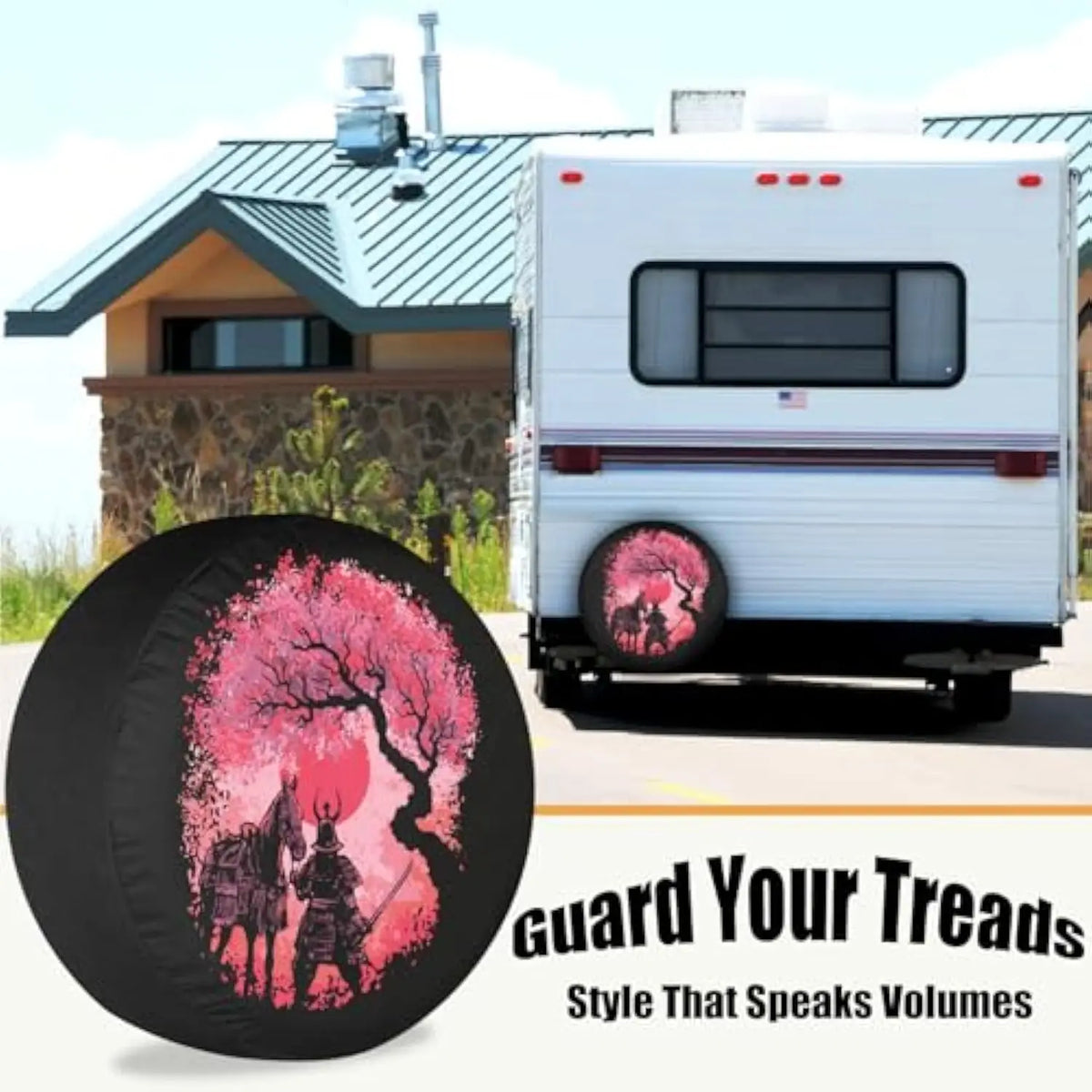 Samurai Cherry Blossom Spare Tire Cover – SUV RV Trailer Spare Tire Cover HIP