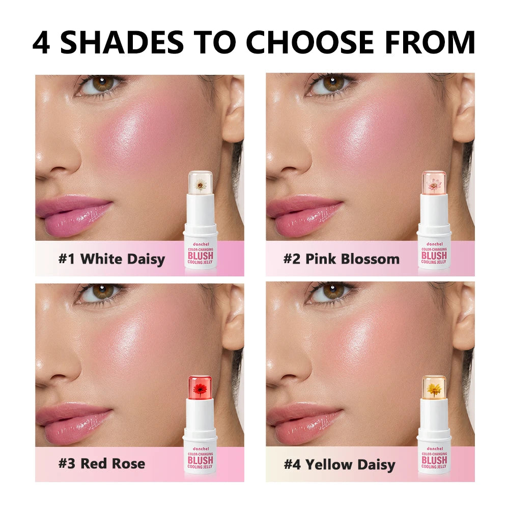Magic Color Changing Blush & Color Changing Lipstick Cooling Gel Blush Dual Temp Hydrating Blush Stick Moisturizing Makeup Kit HIP